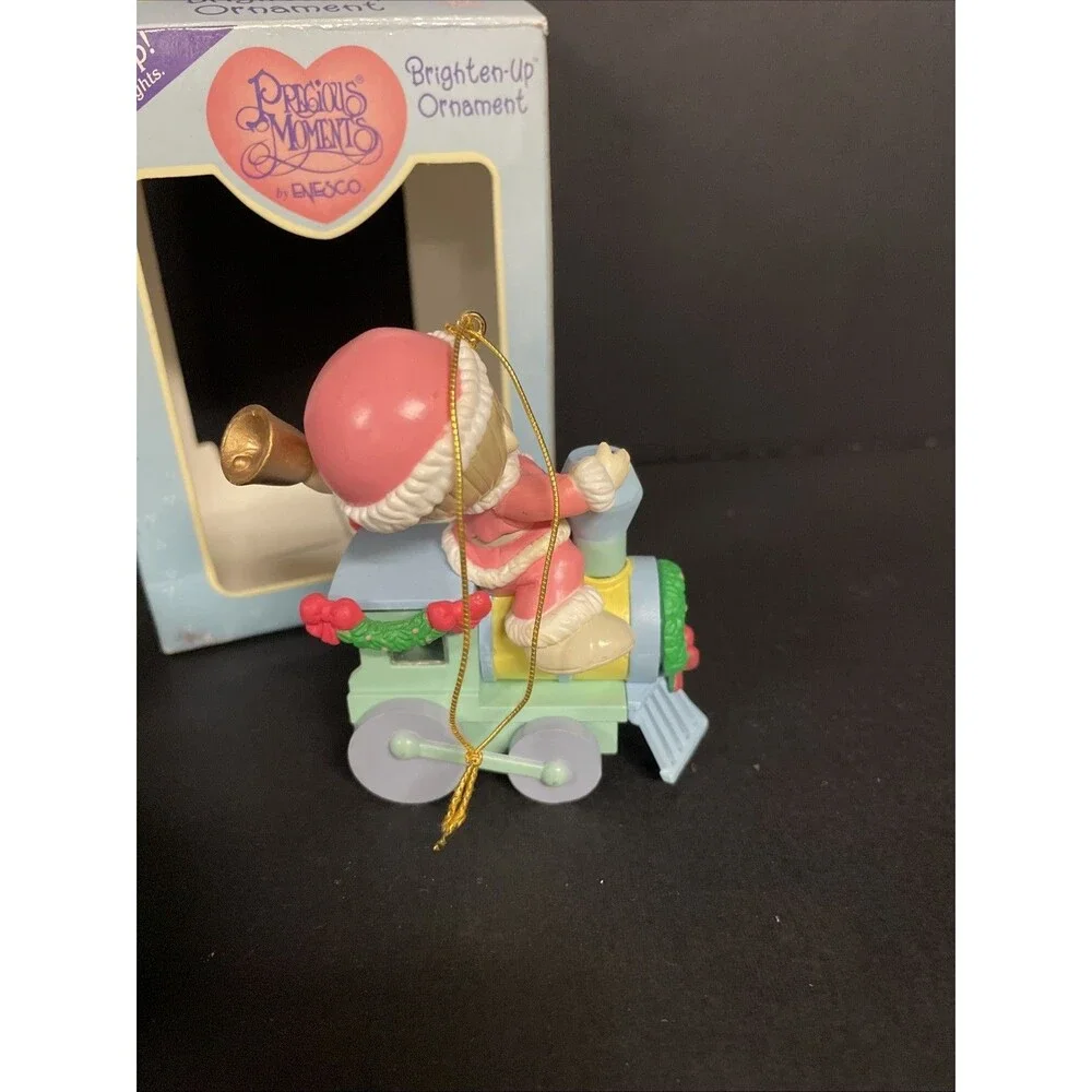 Precious Moments - Brighten Up/Light Up Ornament - Boy on Train 1998